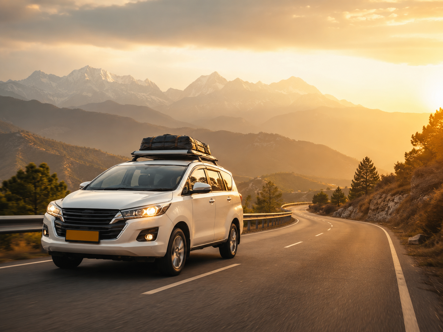 Vehicle on an open highway for an outstation trip